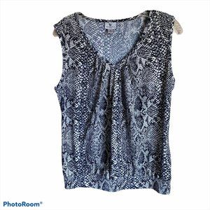 WORTHINGTON WOMENS GRAY WHITE TANK TOP SIZE M